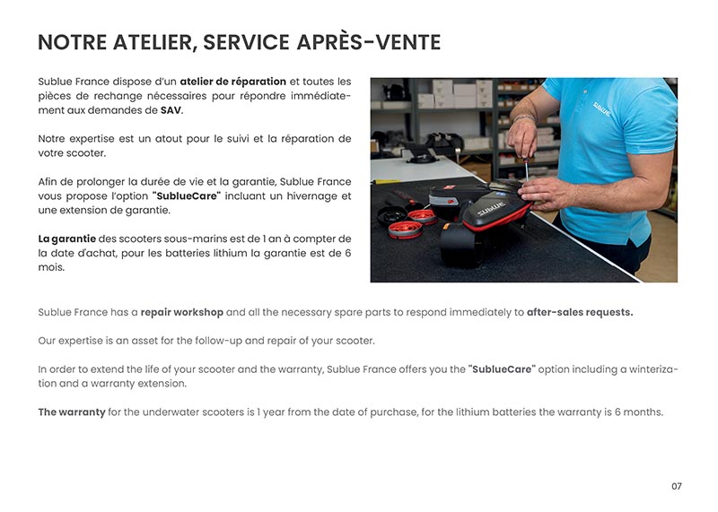 Brochure Sublue - scooters sous-marins